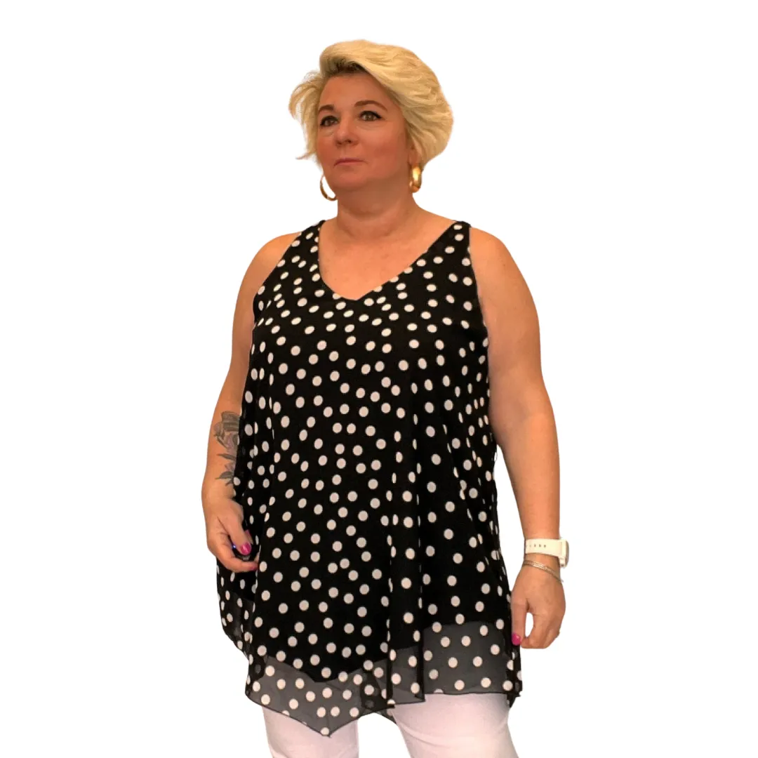 ROCKTHOSECURVES CHIFFON V HEM SLEEVELESS V HEM LINED BLOUSE