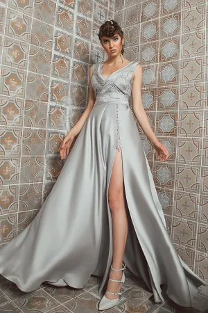 Satin Sleeveless A-line Dress