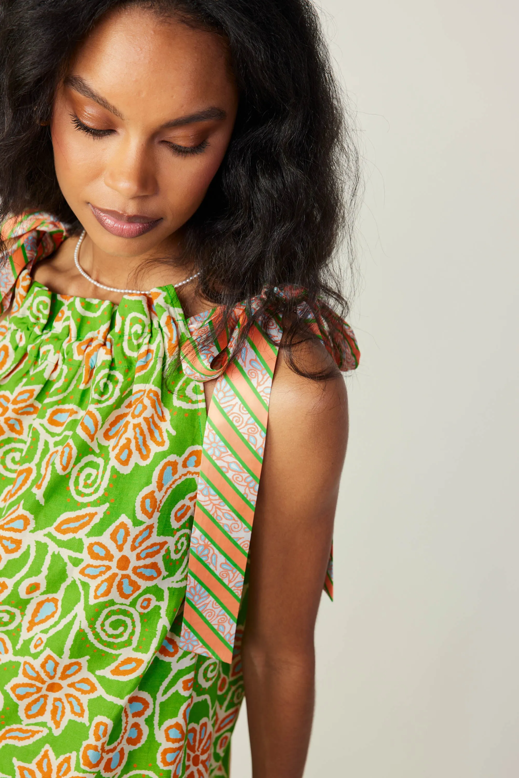 Striped Bow Floral Top