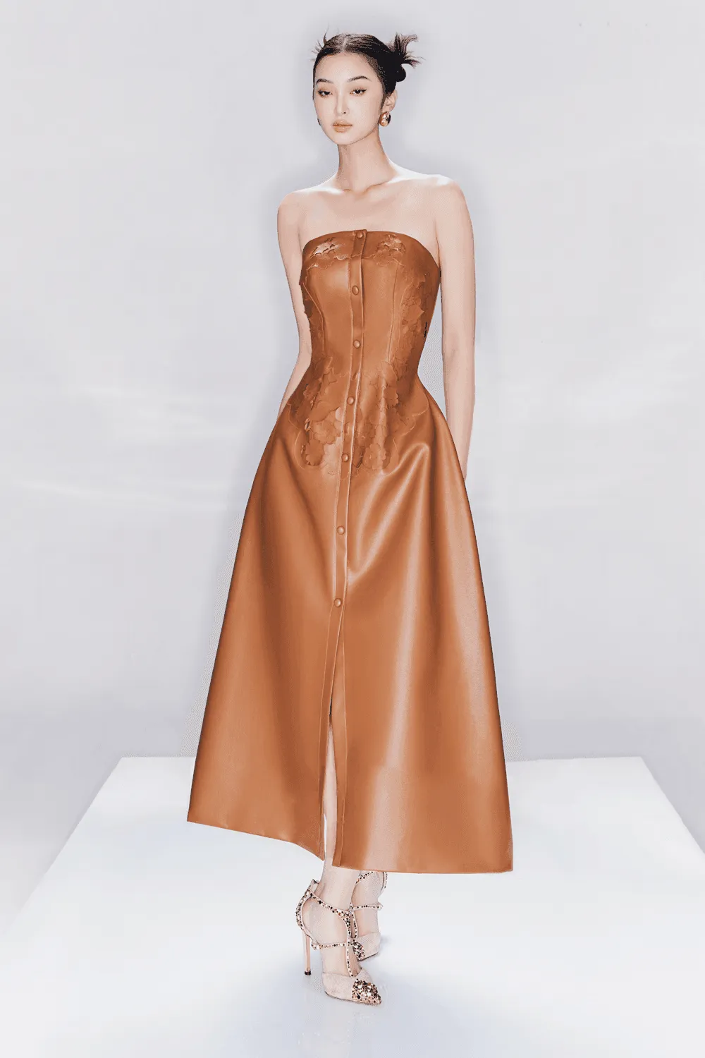Tassel A-line Sleeveless Leather Ankle Length Dress