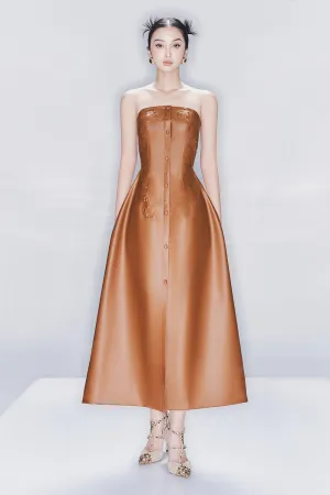 Tassel A-line Sleeveless Leather Ankle Length Dress