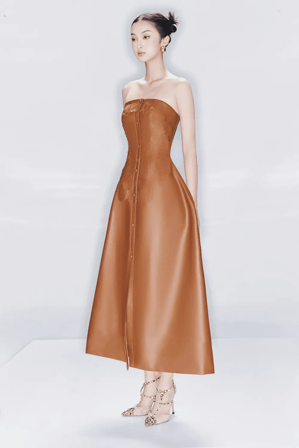 Tassel A-line Sleeveless Leather Ankle Length Dress