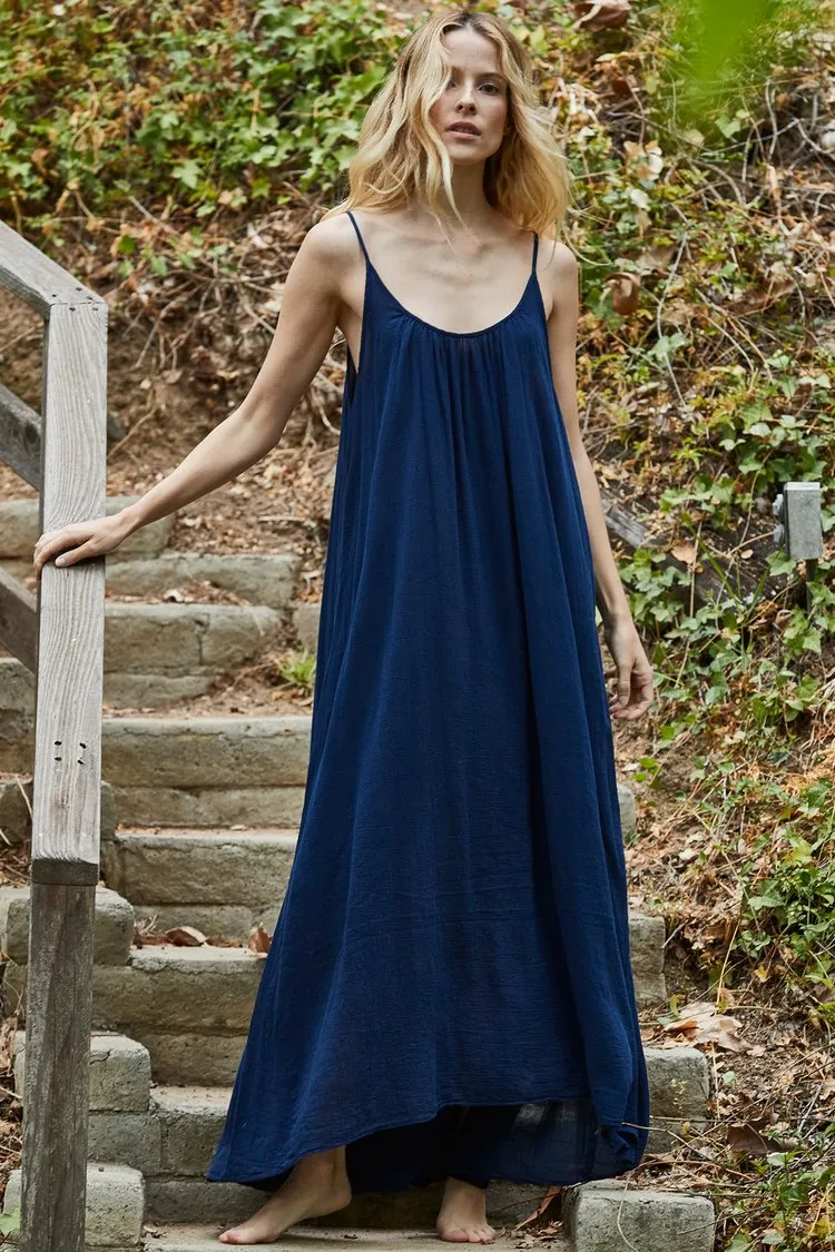 Tulum Gauze Maxi Dress in Pacific