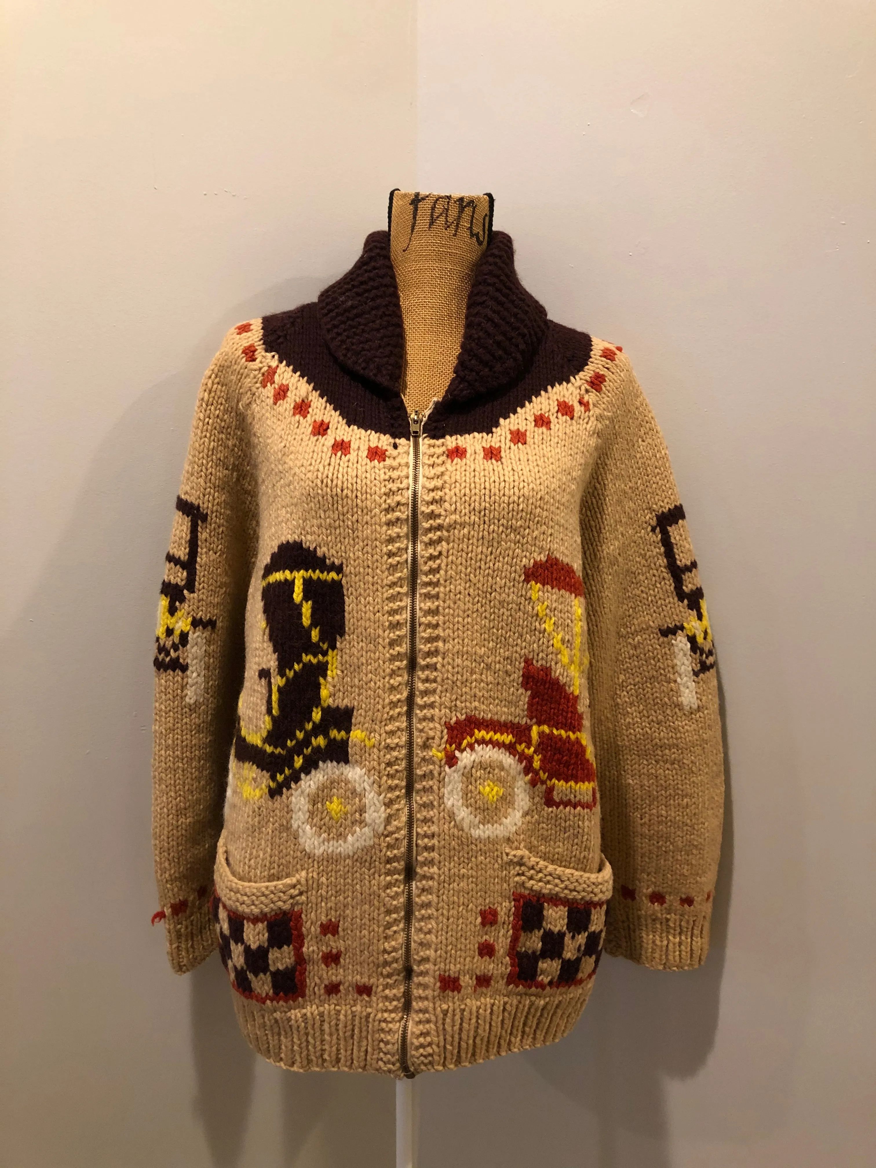 Vintage Mary Maxim Wool Zip Cardigan, Made in Canada SOLD