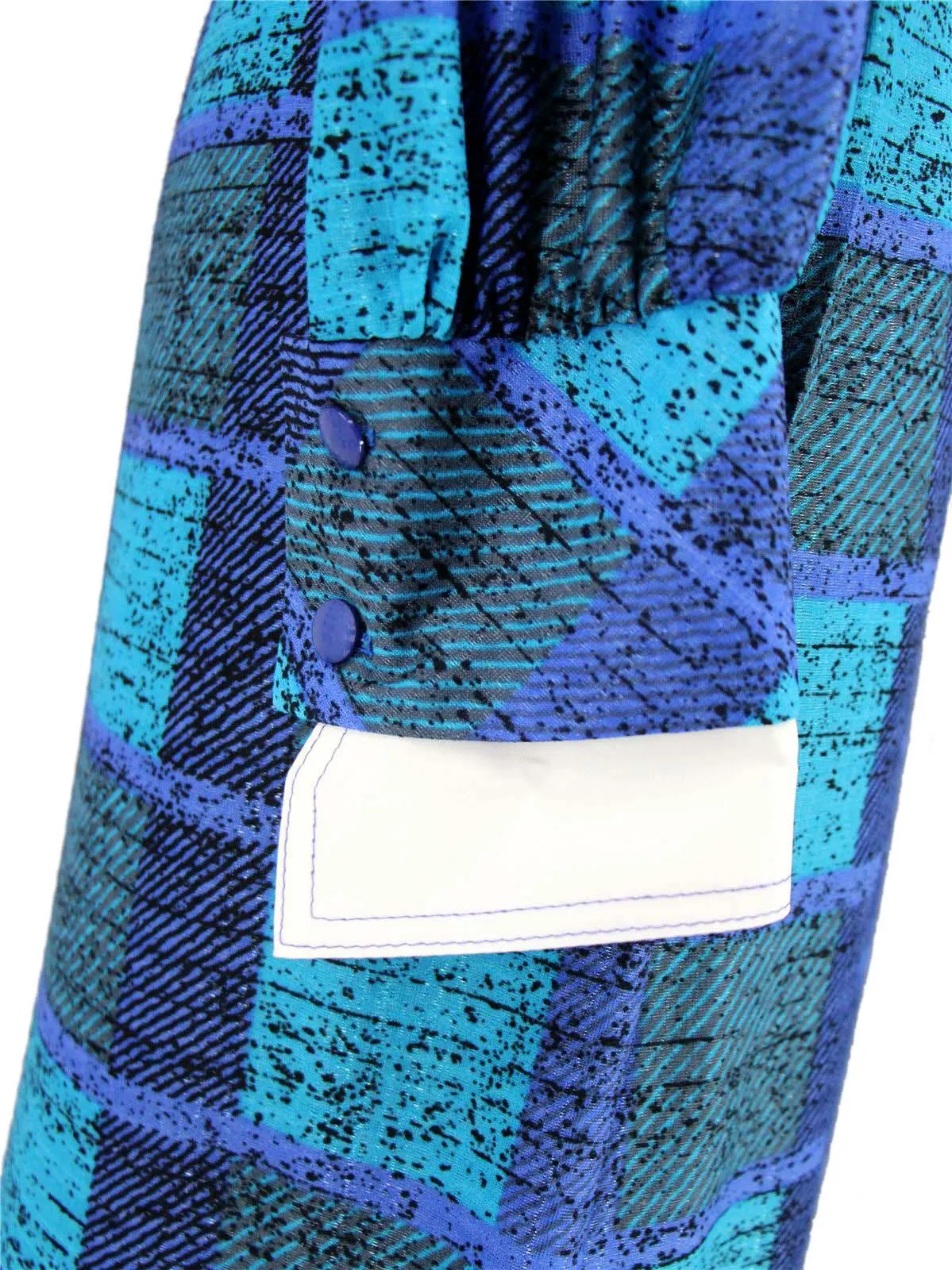Vintage Shirt Dress Blue Grid Pattern