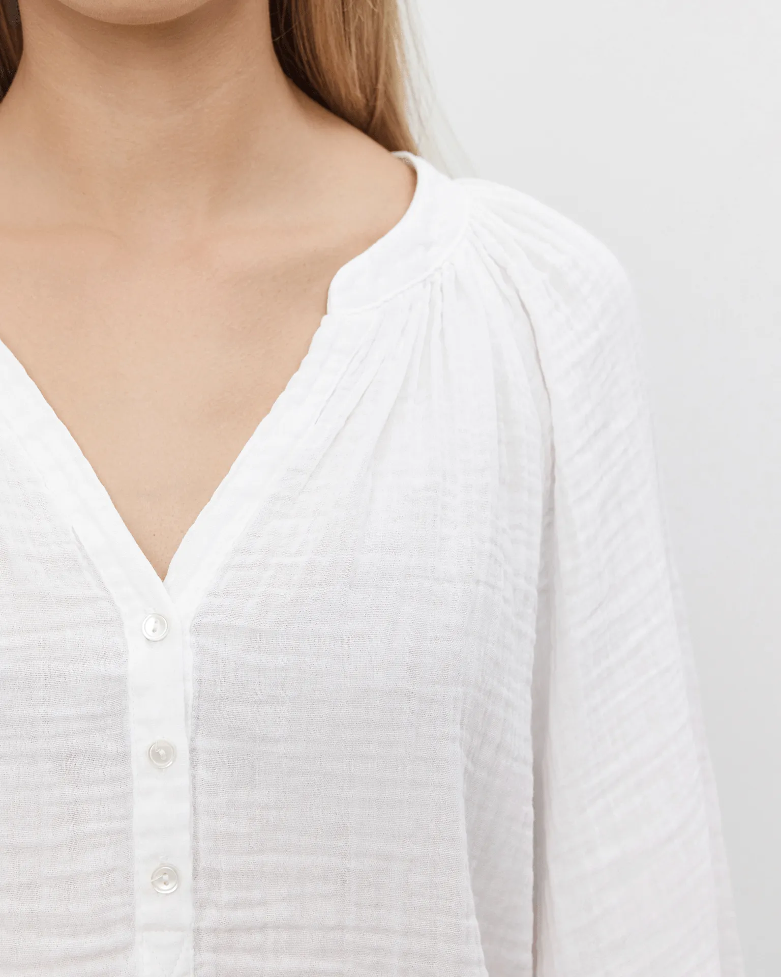 Vivi Puff L/S Top in White