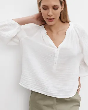 Vivi Puff L/S Top in White