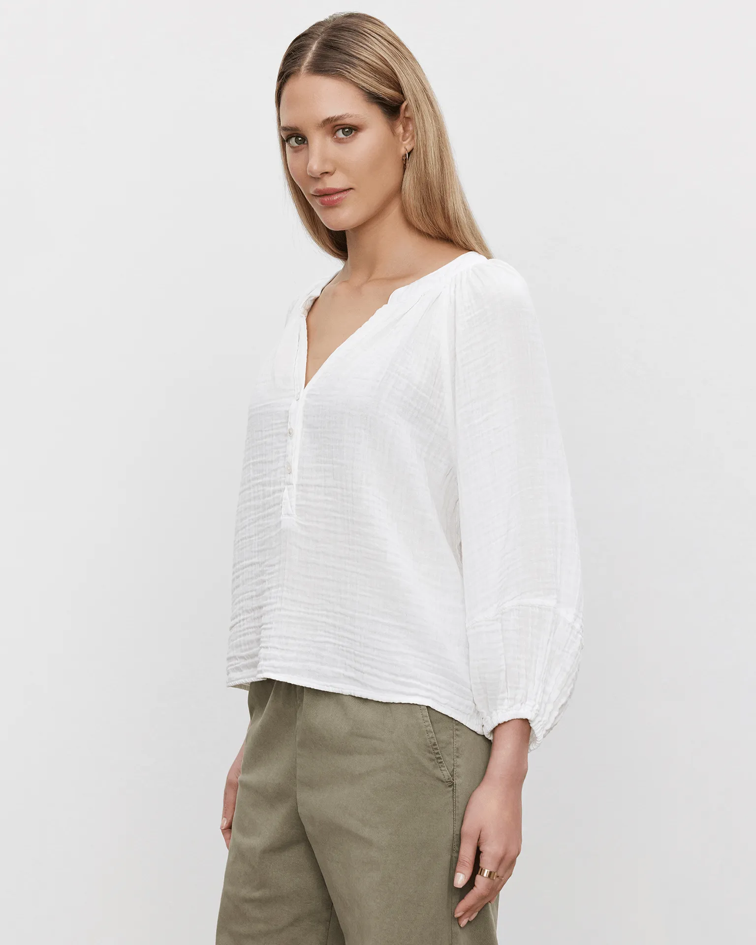 Vivi Puff L/S Top in White