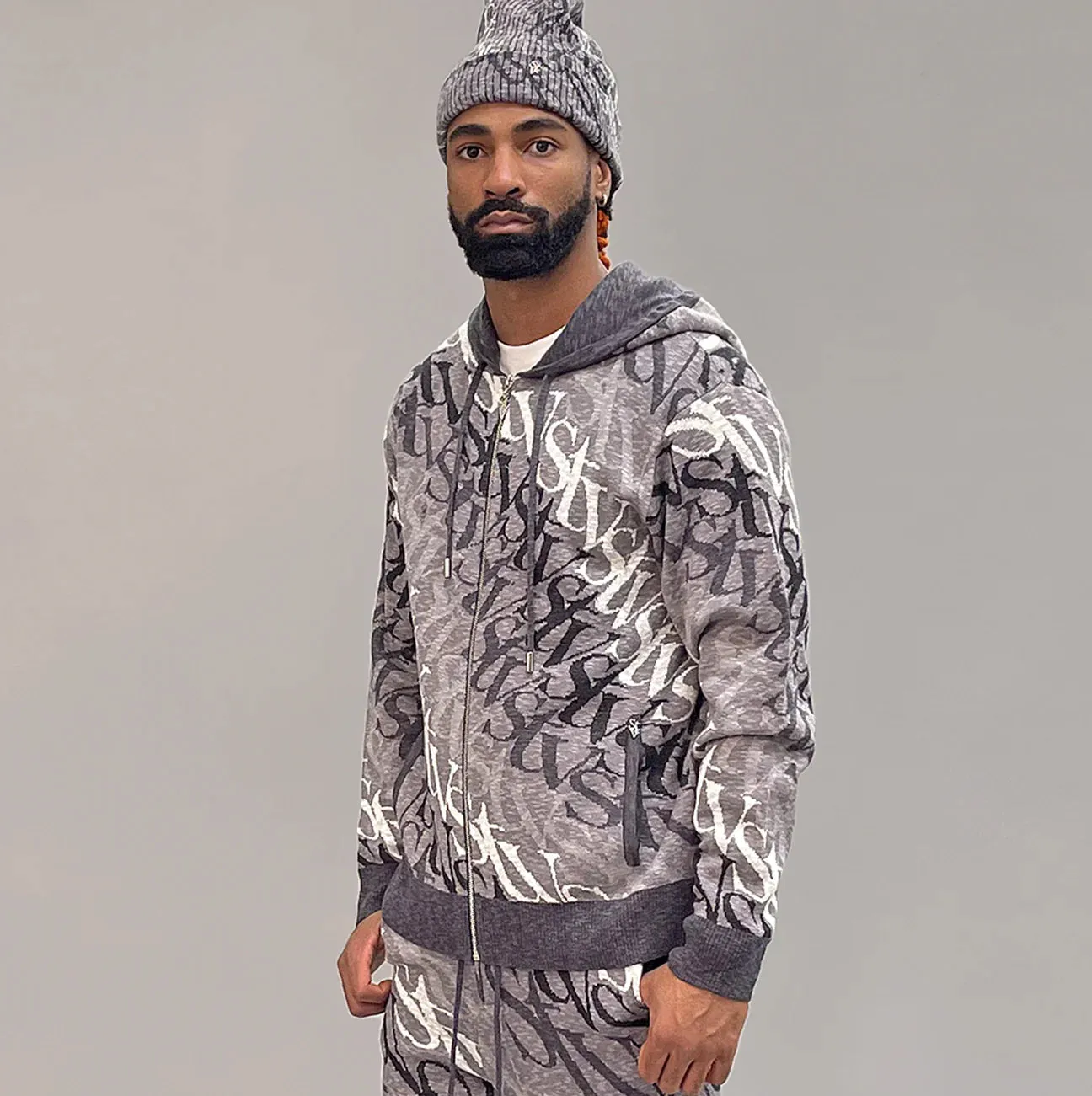 Wave Logo Zip-Up Stacked Set (Caviar Ombre)