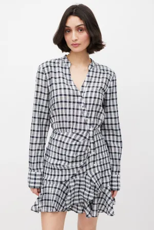 White & Black Check Ruffled Dress