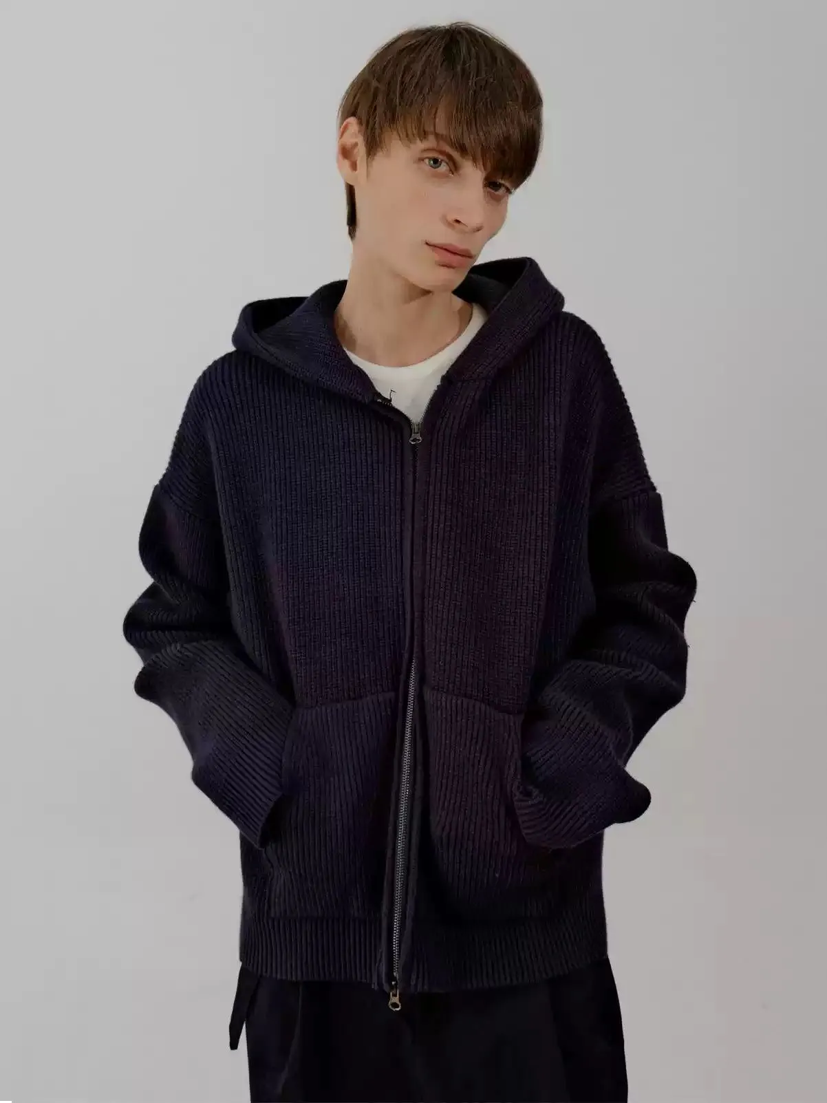 Zhou Cozy Knit Zip-Up Hoodie
