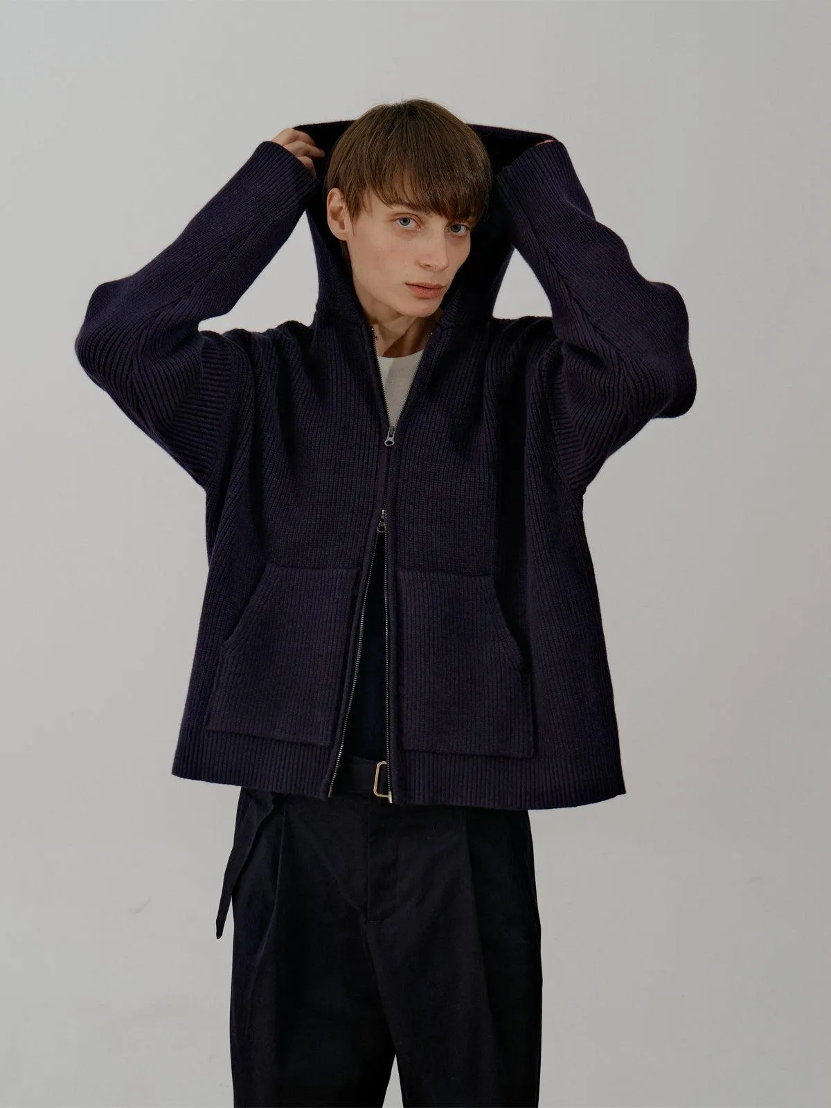 Zhou Cozy Knit Zip-Up Hoodie